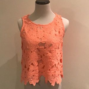 NWOT Double Zero Coral Crop Top size Small